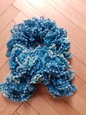 Unikat Handarbeit Strick Schal Stola 116x 14 cm türkis mit Spitze und Bommel neu