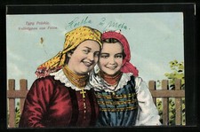 Zwei Frauen aus Polen in polnischer Tracht, Ansichtskarte 1916 