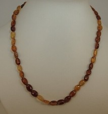 Hessonit Granat Oval Kette glatt geschliffen