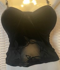 sexy Murek*Samt Mash Spitzen Corsage Shirt Top *Push up* schwarz 40/42  Oberteil