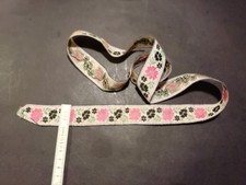 100 cm rosa+schwarze Blumen Trachtenborte Webband Bordüre