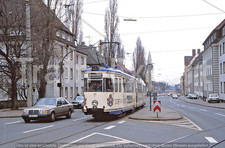 org. KB Dia - Dortmunder Straßenbahn Tw 83 auf Linie 402 Thier Brauerei  1989