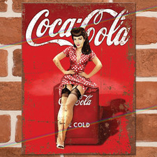COCA COLA PIN UP MÄDCHEN Metallschilder Mann Höhle Wandschuppen Bar Poster Vintage Blechschild