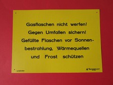 altes DDR Schild Hinweisschild Fabrikschild " Gasflaschen nicht werfen  " (11)