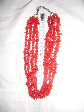 Vintage Korallenkette Stäbchen Koralle Collier  4 Reihen, 130 Gr.