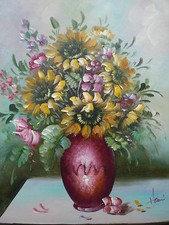 Oil painting flowers - -oil, on