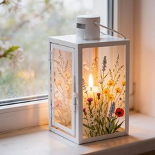 Laterne H25cm Metall Weiß