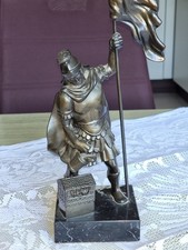 Figur HEILIGER FLORIAN Metall bronziert  H 34 cm auf Marmorsockel