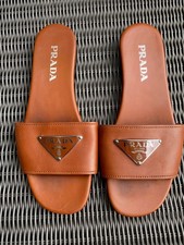 PRADA Pantoletten, braunes Leder, Größe 39,5; wenig getragen