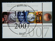 BRD MiNr 2618 50 Jahre Deutsche Bundesbank Eckrand Ersttagsstempel Berlin