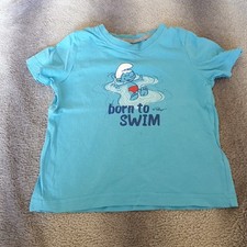 Shirt Baby / T-Shirt  Gr. 98 / 104 , Blau mit Schlumpf Motiv, The Smurfs