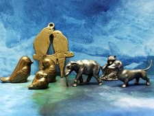 Konvolut Sammler Miniaturen Tiere Elefant, Dackel Vogel Zinn Und Messing 