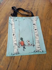 Tragetasche Einkaufstasche Leinenoptik Mädchen mit Hund Shopper