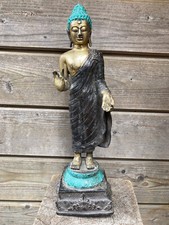 38cm bronze metall Buddha STEHEND Figur Statue Feng Shui
