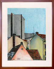 BERLIN Art Dächer 52x41 Pastel Drawing Original Сityscape Pastellzeichnung Kunst