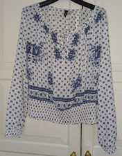 Damen bluse weiß blau 40 - damen,