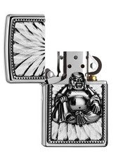 Zippo Silber Tiger mit Buddha