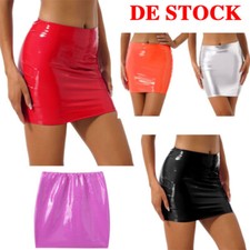 DE Damen Sexy Wetlook Minirock