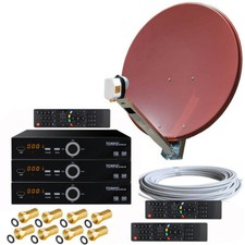 4-Teilnehmer Sat Anlage Gibertini 80cm Spiegel ALUMINIUM & 3x HDTV Sat-Receiver