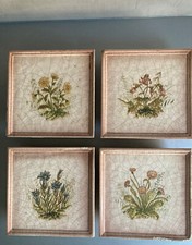 4 alte Kachelofenfliesen Ofenkachel Dekokacheln, handbemalt, Blumen auch einzeln