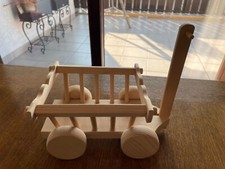 Holz -Leiterwagen  (23x13x11) neu  mit 1 antiken Bären und mehreren Plüschtieren