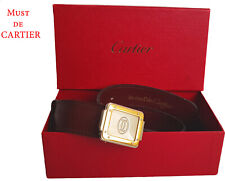 NEU CARTIER Gürtel SANTOS LEDER Gold-Finish & Palladium-Finich + CARTIER BOX