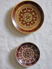 2x DDR Wandteller Keramik Töpferhof-Stil 18 cm & 14 cm handbemalt