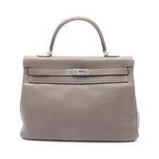 HERMES Kelly 35 Handtasche Q innen genäht Taurillon Clemence gris Etain SHW