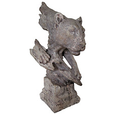 Skulptur Panther Löwin Kopf Büste Kunst Polyresin 31 cm