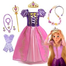Rapunzel Kostüm Kleid für Mädchen, Lila Prinzessin Kleid für Karneval