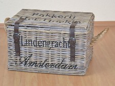 Rattantruhe grau Kissen Rattan