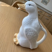 Gießkanne Ente Keramik Weiß/orange