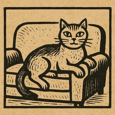 Katzen Linoldruck Linolschnitt