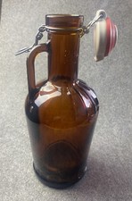 Bierflasche 2 Liter Bierkanne braunes Glas facettiert Bügelverschluss vintage