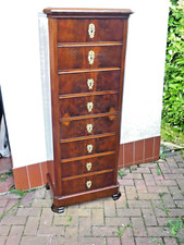 Elegante schmale Biedermeier Chiffoniere Hochkommode Mahagoni 8 Schübe  1850/60