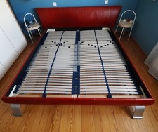 Musterring Lederbett Verona in Rot, 180x200 - unbeschädigt, guter Zustand