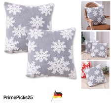 2 Stück Weihnachtskissenbezüge Grau Plüsch 40x40cm Dekor Winter