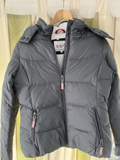 Mädchen Winterjacke 164 Daunen Feder Grau Kapuze Marke George Gina & Lucy Fell