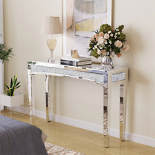 glänzend Konsolentisch verspiegelt Silber Eingangstisch Kristall Akzenttisch 120