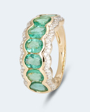 Harry Ivens IV Ring Gelbgold 585 Sambia Smaragde und Brillanten ca. 2,74 ct.