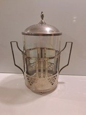 WMF Glasgefäß Mit Versilberter Montur Jugendstil  Straußenmarke  Mundgeblasen 