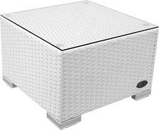Beistelltisch Rattan Couchtisch Teetisch Polyrattan Tisch Gartentisch Weiss