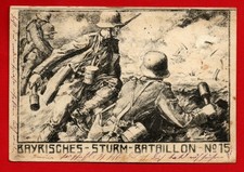 Regimentskarte Bayrisches Sturm Bataillon No15 Gasmasken Handgranaten Sturmtrupp