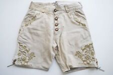 Kurze Lederhose Vintage Second-Hand Skandal Glattleder Stickerei grau Gr.50