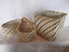 Set aus 3 Porzellankörben, geflochtene Optik, weiß golden, Made in Italy