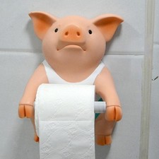 Lustiger Toilettenpapierhalter mit Schweinchen-Motiv, Wandmontage, Tierfigur,