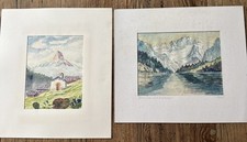 Franz MORO ? 2 Bilder Aquarell Gossausee mit Dachstein 