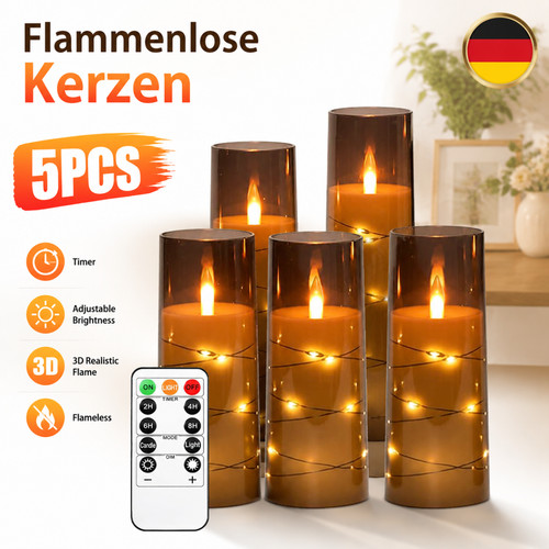 5er set echtwachs - led, kerzen