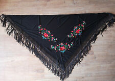 Flamencotuch aus Spanien Stola Schultertuch Flamenco-Tuch Blumen schwarz G