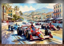 LEINWAND BILD ER XXL ABSTRAKT AUTO RENNEN MONACO BUNT HAFEN HÄUSER WAND POSTER